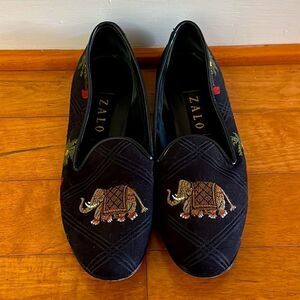 Zalo Elephant Needlepoint Loafers Sz 8